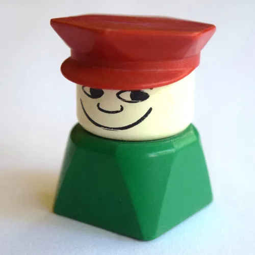 Duplo 2 x 2 x 2 Figure Brick Early, Police Hat Red, Wide Smile Print