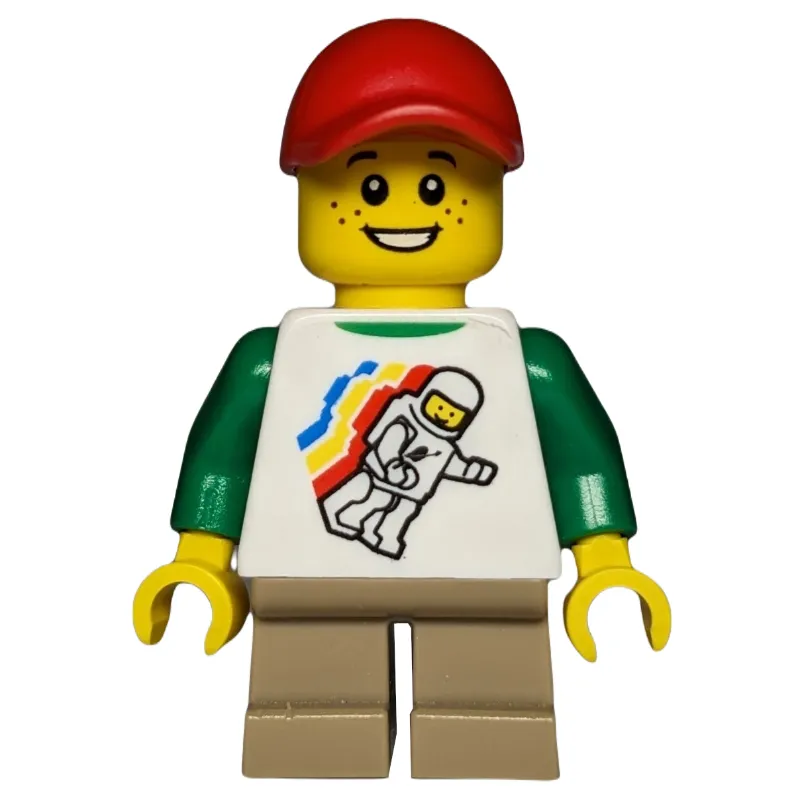 Kid, White Torso, Dark Tan Legs, Red Cap