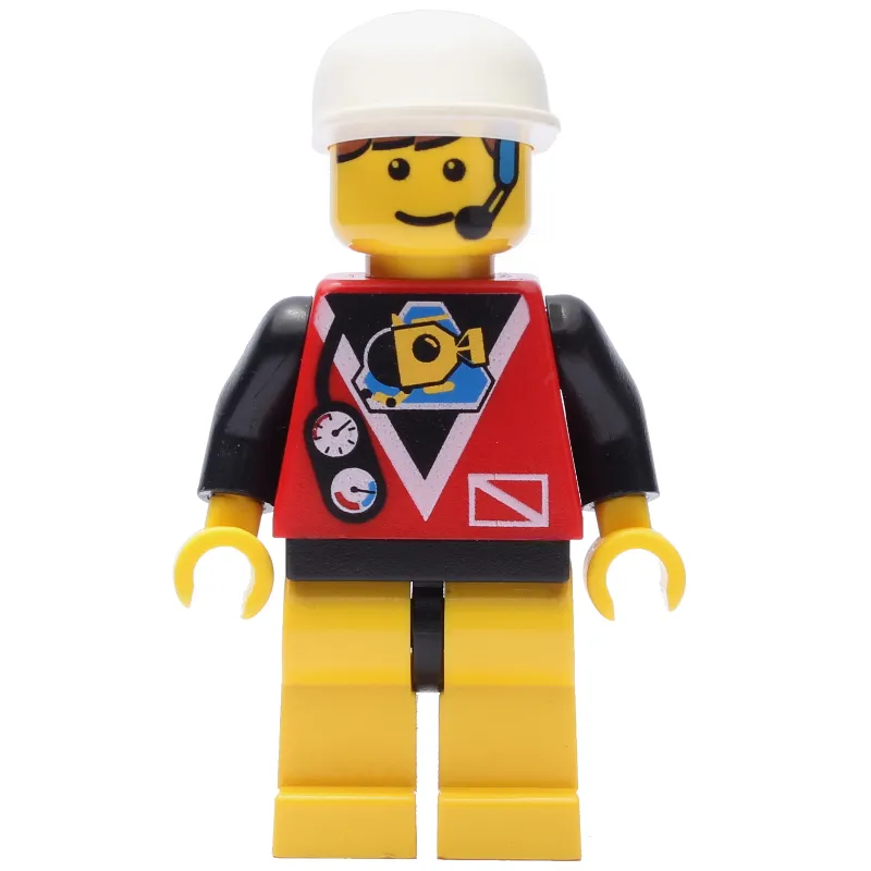 Marine Explorer, Red Shirt with Divers Logo, White Cap, Headset