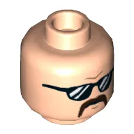 Minifig Head Lawrence the Boombox Goon, Sunglasses, Dark Brown Moustache Print