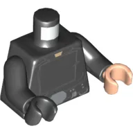 Torso, Odd Hands, Tunic, Light Bluish Gray Seams and Utility Belt with Large Silver Buckle Print, Black Arms, Left Light Nougat Hand, Right Black Hand