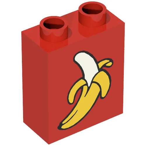 Duplo Brick 1 x 2 x 2 with Banana Peeled Print