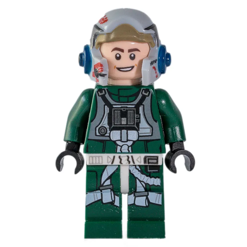 Rebel Pilot A-wing, Dark Green Uniform, Black Helmet Stripe