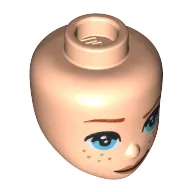 Minidoll Head Bright Light Blue Eyes, Dark orange Eyebrows, Freckles print