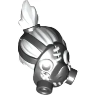 Hair and Mask, Top Knot, Black Gas Mask with White Stitches Pattern