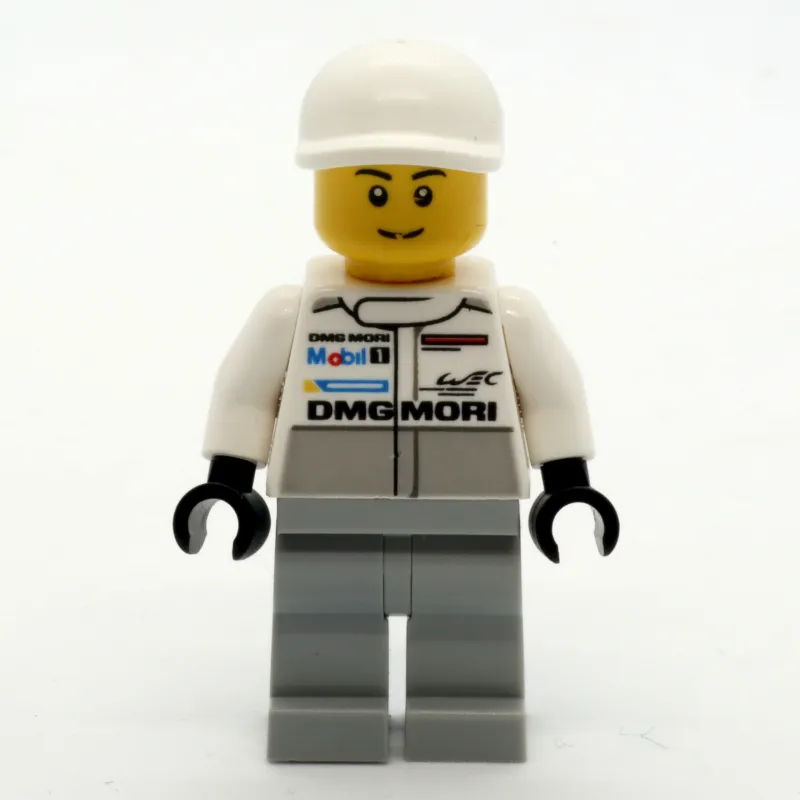Mechanic, White Torso, Light Bluish Grey Legs, White Cap