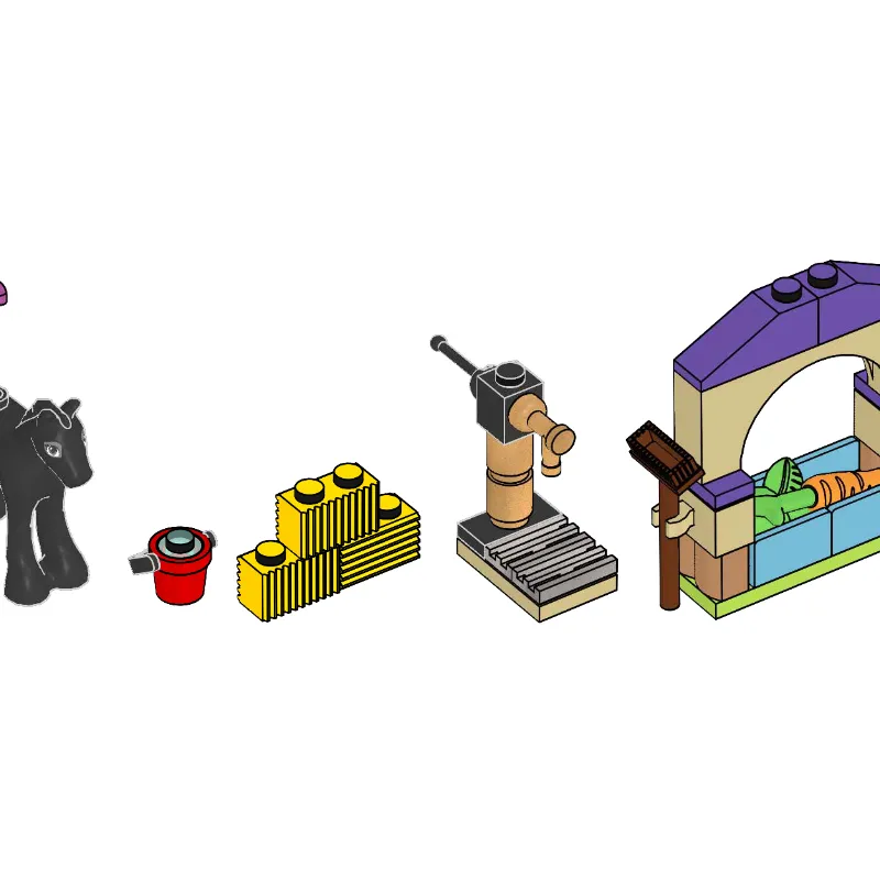 Cute Foal with Food and Water Pump