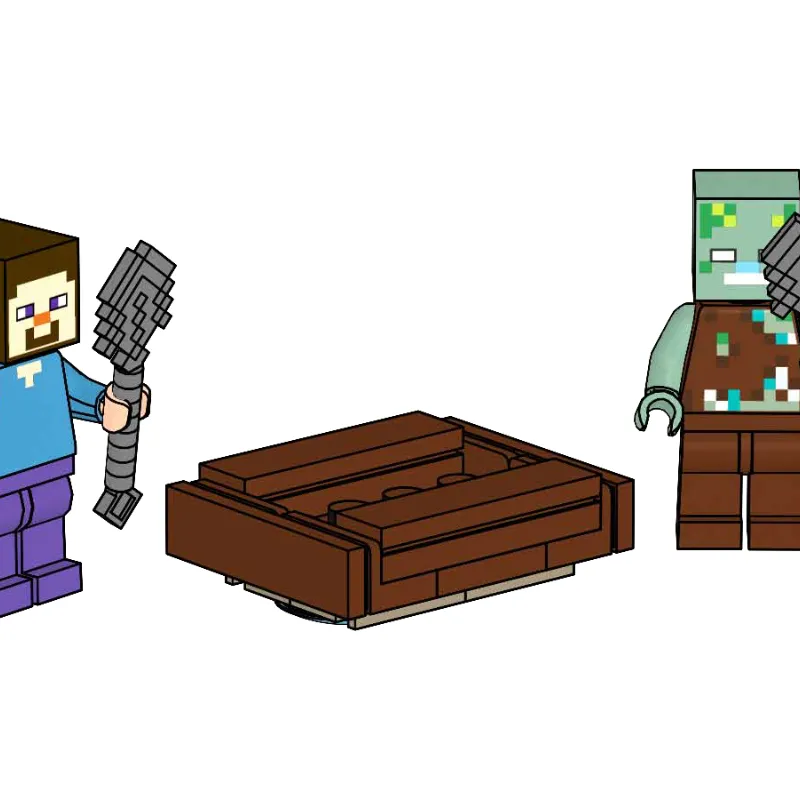 Steve with Boat and Water Zombie