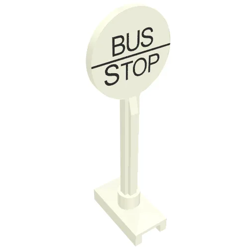 Road Sign Round with Bus Stop Print