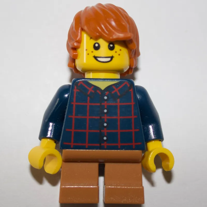 Boy, Plaid Shirt, Short Medium Nougat Legs, Dark Orange Hair