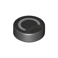 Tile Round 1 x 1 with White, Dark Grey Circles (Eye) print