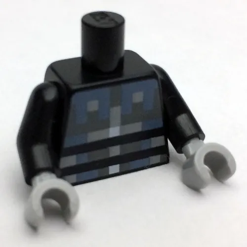 Torso Pixelated Light Bluish Gray, Sand Blue and Silver Armor Print, Black Arms, Light Bluish Gray Hands