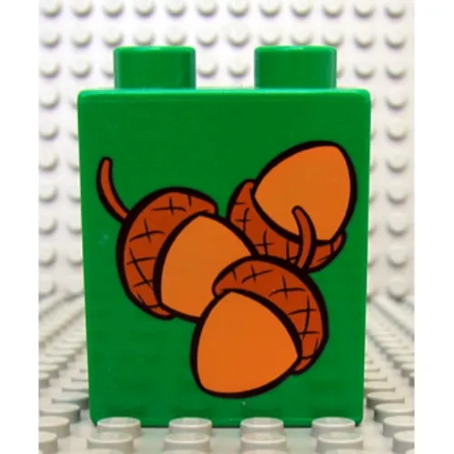 Duplo Brick 1 x 2 x 2 with Acorns Loose Print