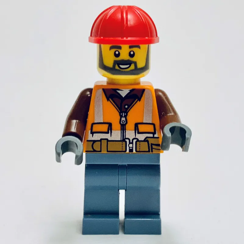 Construction Worker, Orange Safety Jacket, Sand Blue Legs, Red Hard Hat (Gary Gangway)