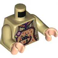Torso Apron with Flowers and Wool and Knitting Needles in Pocket Print, Tan Arms, Light Nougat Hands