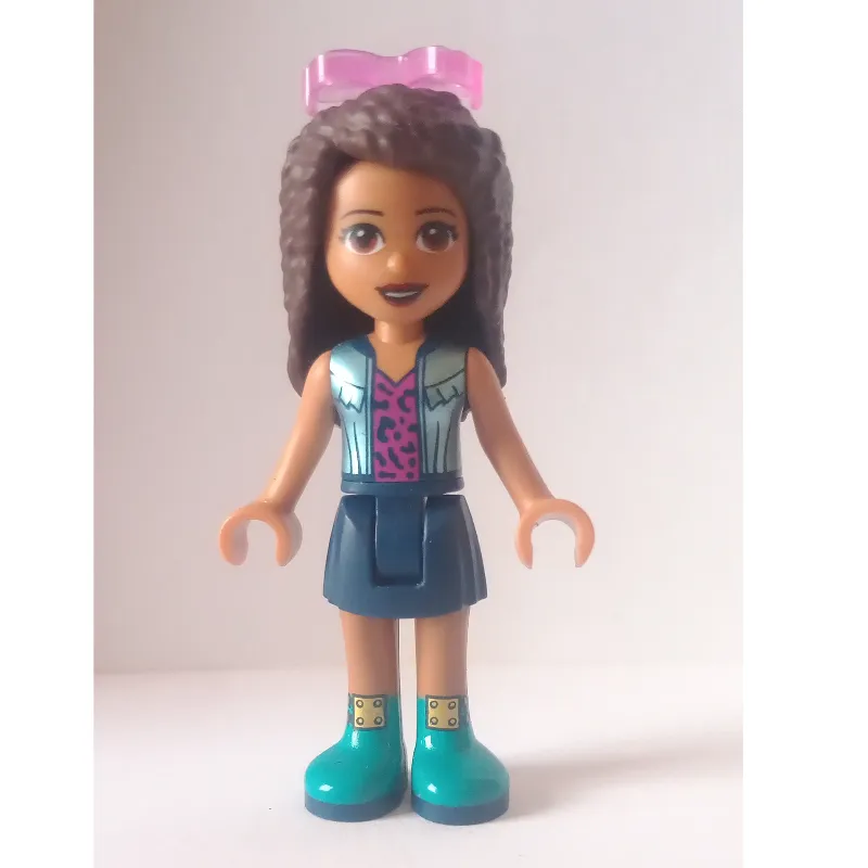 Andrea - Silver Jacket, Dark Blue Skirt, Sunglasses