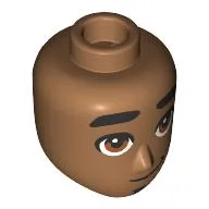 Minidoll Head Male, Black Thick Eyebrows, Brown Eyes, Smirk