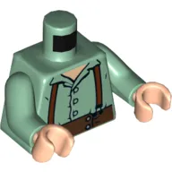 Torso Shirt with Buttons and Suspenders Print (Frodo), Sand Green Arms, Light Nougat Hands