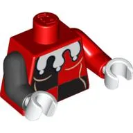 Torso, Odd Arms, Jester Costume, Black Quarters, White Collar Print, Left Red Arm, Right Black Arm, White Hands