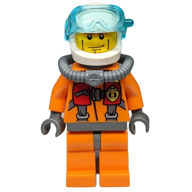 Coast Guard Diver, Orange, White Helmet, Airtank, Mask