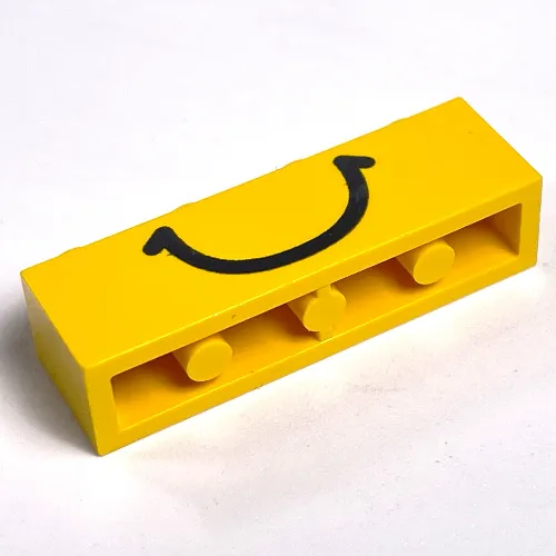 Brick 1 x 4 with Bottom Tubes, Lowered Center Cross Support with Black Smile Print