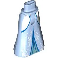 Minidoll Hips and Full Length Skirt with White Sides, Decorations, Blue Trim, Dark Turquoise Under Dress print