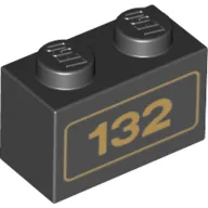 Brick 1 x 2 with Gold '132' Print