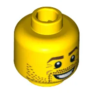 Minifig Head Lumberjack, Beard Stubble, Reddish Brown Eyebrows, White Pupils and Open Smile Print [Blocked Open Stud]