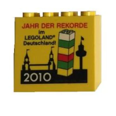 Brick 2 x 4 x 3 with 'JAHR DER REKORDE im LEGOLAND Deutschland 2010' Print