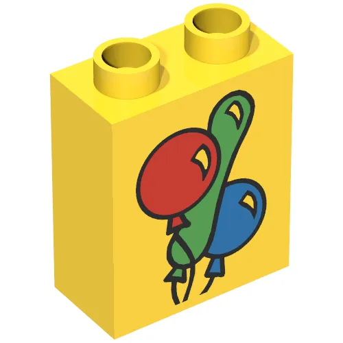 Duplo Brick 1 x 2 x 2 with Three Balloons Print