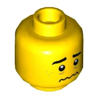 Minifig Head Allen, Medium Nougat Freckles, Open Mouth Smile / Worried Print