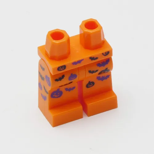 Hips and Orange Legs with Black and Purple Bat and Jack O' Lantern Halloween Print