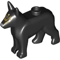 Animal, Dog, Alsatian / German Shepherd (Police Dog) with White Eyes, Silver Nose, Gold Decorations on Face print
