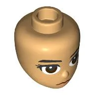 Minidoll Head Straight Black Eyebrows, Freckles, Reddish Brown Eyes, Light Lips