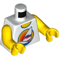 Torso, Tank Top with Windsurfer / '2013 The LEGO Store Toronto, AB' Back Print, Yellow Arms and Hands