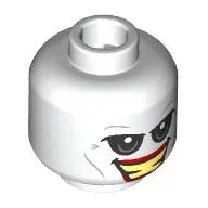 Minifig Head Joker, Black Eyeshadow, Red Lips, Bright Light Yellow Teeth Grin