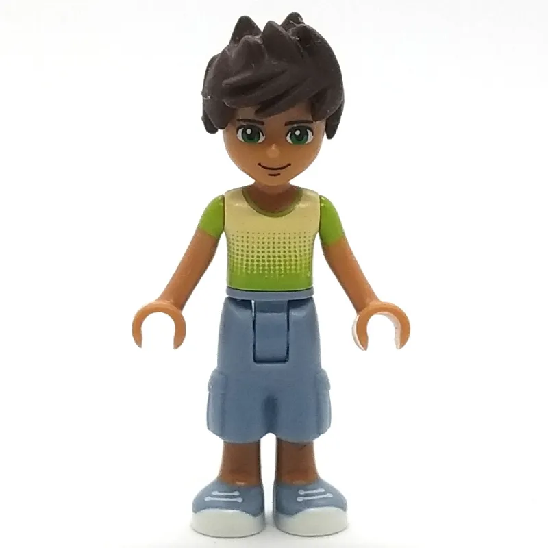 Liam - Bright Green/Yellow Shirt, Sand Blue Trousers