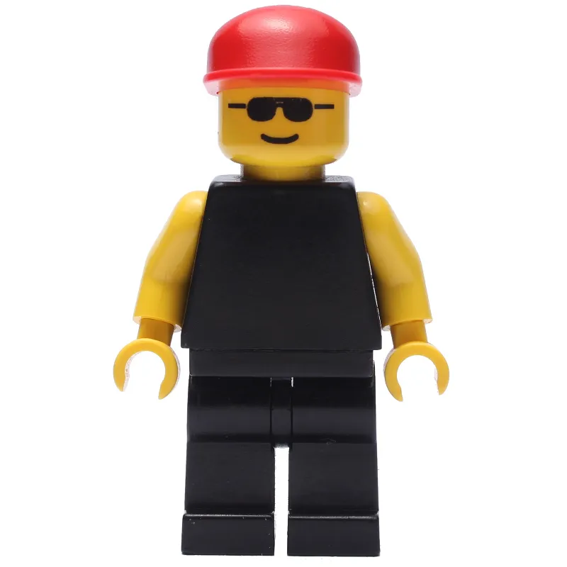 Man, Plain Black, Red Cap, Sunglasses
