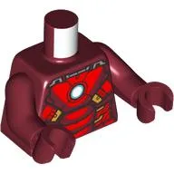 Torso Armor with Red and Gold Panels, White Circle Print, Dark Red Arms and Hands