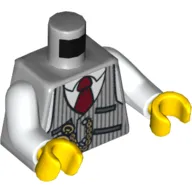 Torso Shirt with Pinstriped Vest, Red Tie and Pocket Watch Print, White Arms, Yellow Hands