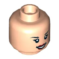 Minifig Head Wonder Woman, Dual Sided, Eyebrows, Eyelashes, Red Lips, Annoyed / Open Mouth Smile Print [Hollow Stud]