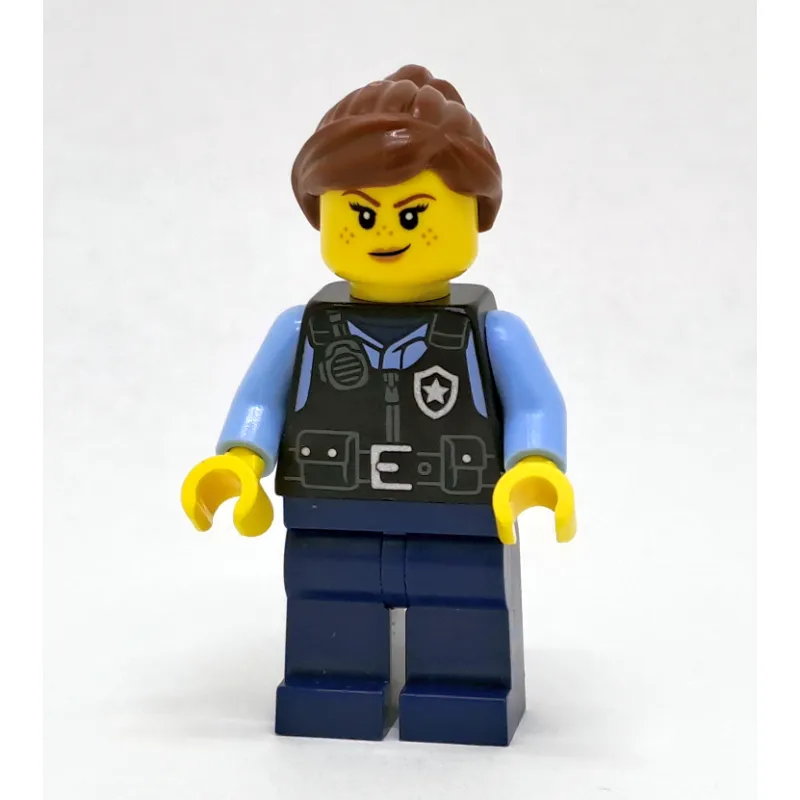 Police Officer - Black Torso, Dark Blue Legs, Reddish Brown Hair