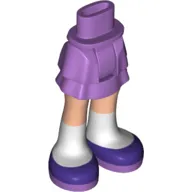 Minidoll Hips and Layered Skirt with Light Nougat Legs, White Socks and Dark Purple Shoes Print
