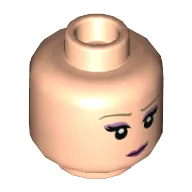 Minifig Head Elsa, Medium Nougat Eyebrows, Medium Lavender Eye Shadow, Dark Pink Lips, Smile / Wink Print