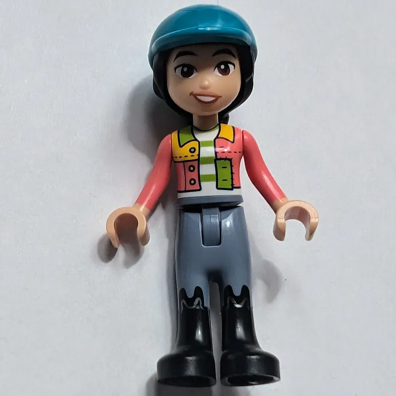 Liann - Lime and Coral Shirt, Sand Blue Pants with Black Boots