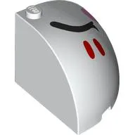 Brick Round Corner 4 x 4 x 3 Quarter Dome Top with Closed Black Eyes, Red Stripes, Bright Pink Cheek, Right