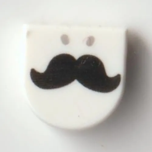 Tile 1 x 1 Half Circle with Black Mustache print