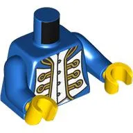 Torso Jacket, White/Gold Decoration Print (Bluecoat Admiral), Blue Arms, Yellow Hands