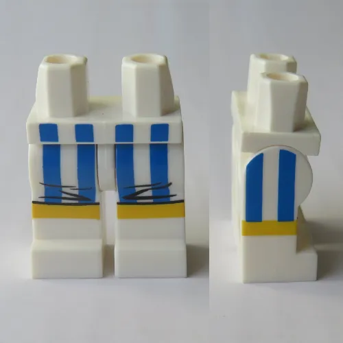 Hips and White Legs with Blue and White Boxing Trunks with Gold Piping Print