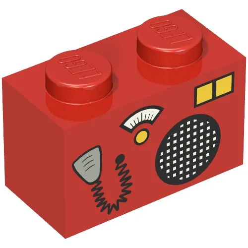 Brick 1 x 2 with Radio and Microphone Print